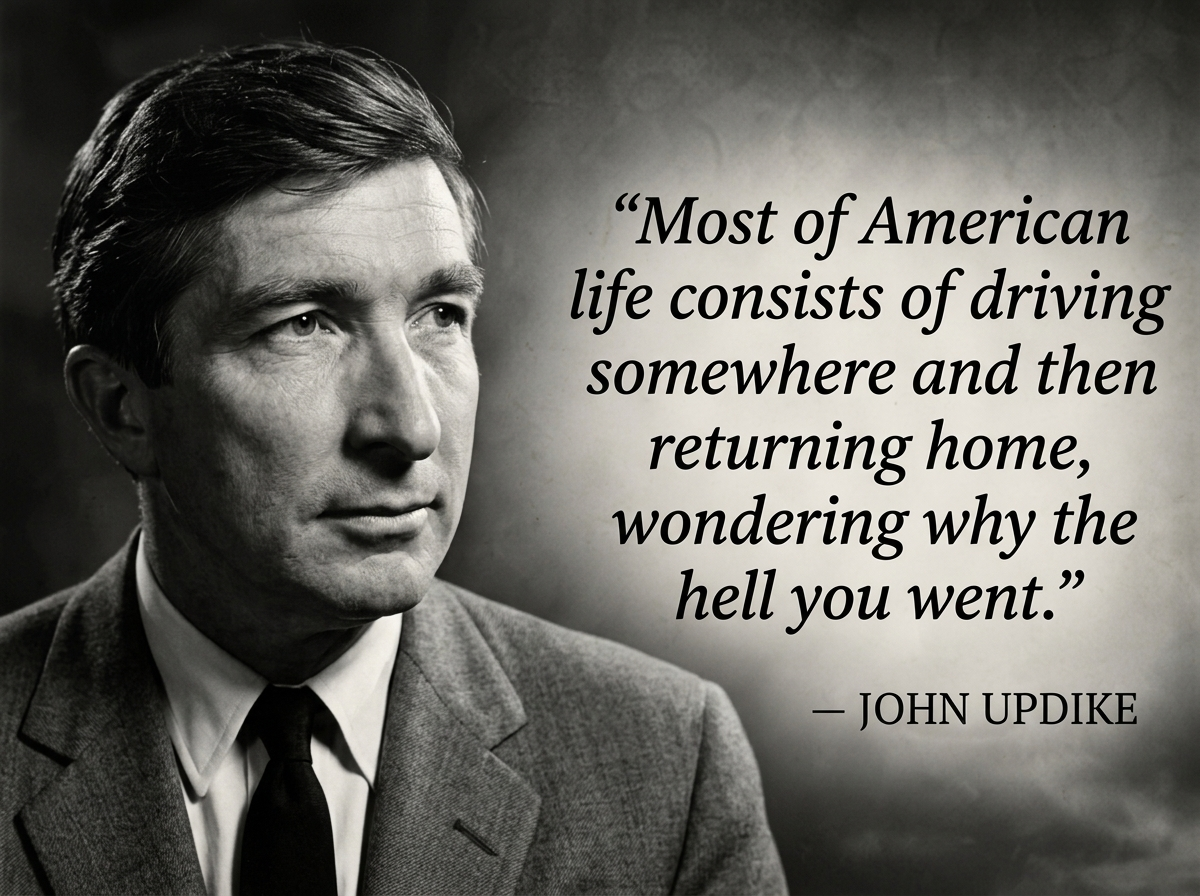 “Most of American life consists of driving somewhere and then returning home, wondering why the hell you went.” — JOHN UPDIKE